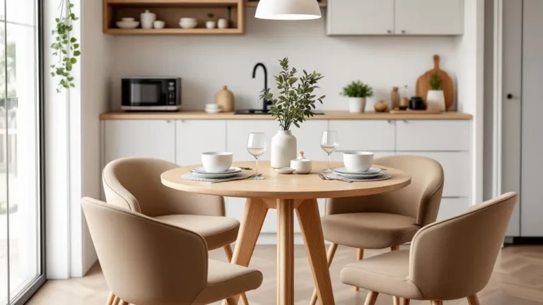 Why round dining tables make small kitchens feel bigger according to designers